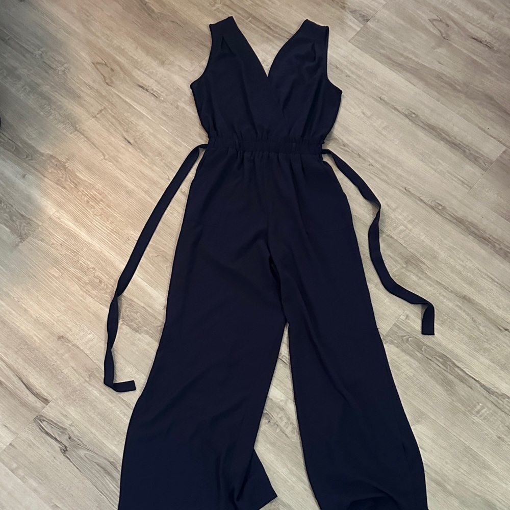 Monteau Navy Sleeveless Jumpsuit